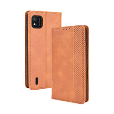 Leather Case Stands Flip Cover Holder BY4 for Wiko Y62 Brown