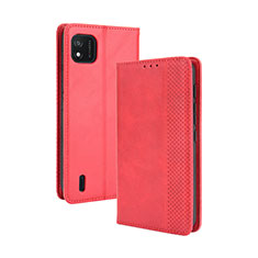Leather Case Stands Flip Cover Holder BY4 for Wiko Y62 Red