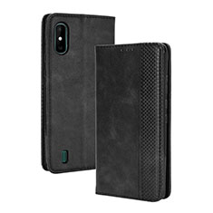 Leather Case Stands Flip Cover Holder BY4 for Wiko Y81 Black