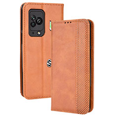 Leather Case Stands Flip Cover Holder BY4 for Xiaomi Black Shark 5 Pro 5G Brown