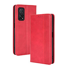 Leather Case Stands Flip Cover Holder BY4 for Xiaomi Mi 10T 5G Red