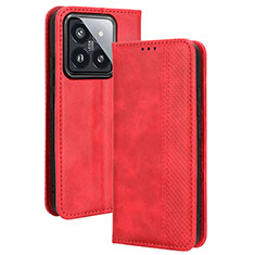 Leather Case Stands Flip Cover Holder BY4 for Xiaomi Mi 14 Pro 5G Red