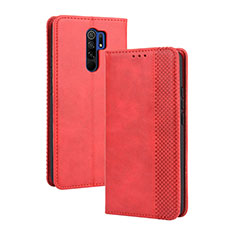 Leather Case Stands Flip Cover Holder BY4 for Xiaomi Poco M2 Red