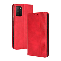 Leather Case Stands Flip Cover Holder BY4 for Xiaomi Poco M3 Red