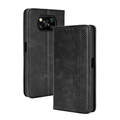 Leather Case Stands Flip Cover Holder BY4 for Xiaomi Poco X3 Pro Black
