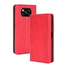 Leather Case Stands Flip Cover Holder BY4 for Xiaomi Poco X3 Pro Red