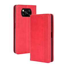 Leather Case Stands Flip Cover Holder BY4 for Xiaomi Poco X3 Red