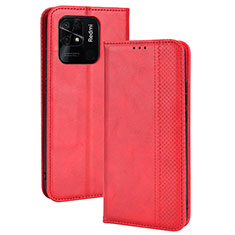 Leather Case Stands Flip Cover Holder BY4 for Xiaomi Redmi 10C 4G Red