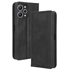 Leather Case Stands Flip Cover Holder BY4 for Xiaomi Redmi 12 4G Black