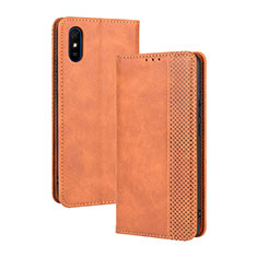 Leather Case Stands Flip Cover Holder BY4 for Xiaomi Redmi 9AT Brown