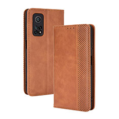 Leather Case Stands Flip Cover Holder BY4 for Xiaomi Redmi K30S 5G Brown
