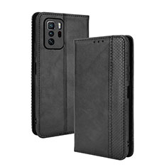 Leather Case Stands Flip Cover Holder BY4 for Xiaomi Redmi Note 10 Pro 5G Black