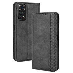 Leather Case Stands Flip Cover Holder BY4 for Xiaomi Redmi Note 11 4G (2022) Black