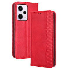 Leather Case Stands Flip Cover Holder BY4 for Xiaomi Redmi Note 12 Pro 5G Red