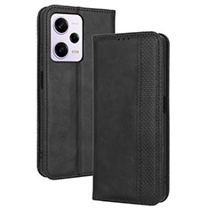 Leather Case Stands Flip Cover Holder BY4 for Xiaomi Redmi Note 12 Pro+ Plus 5G Black