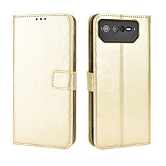 Leather Case Stands Flip Cover Holder BY5 for Asus ROG Phone 6 Pro Gold