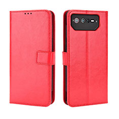 Leather Case Stands Flip Cover Holder BY5 for Asus ROG Phone 6 Pro Red