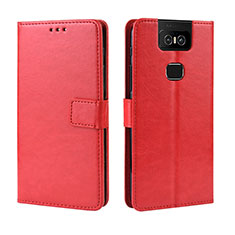 Leather Case Stands Flip Cover Holder BY5 for Asus Zenfone 6 ZS630KL Red