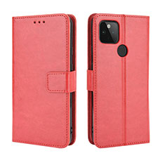 Leather Case Stands Flip Cover Holder BY5 for Google Pixel 4a 5G Red