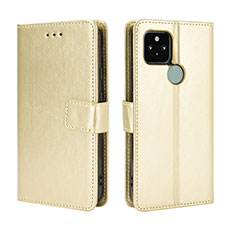 Leather Case Stands Flip Cover Holder BY5 for Google Pixel 5 Gold