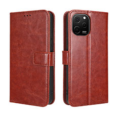 Leather Case Stands Flip Cover Holder BY5 for Huawei Enjoy 50z Brown