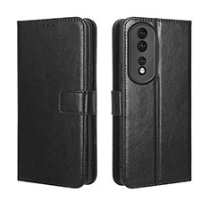 Leather Case Stands Flip Cover Holder BY5 for Huawei Honor 80 Pro 5G Black