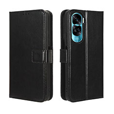 Leather Case Stands Flip Cover Holder BY5 for Huawei Honor 90 Lite 5G Black