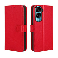 Leather Case Stands Flip Cover Holder BY5 for Huawei Honor 90 Lite 5G Red