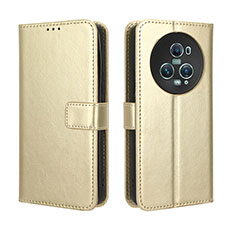 Leather Case Stands Flip Cover Holder BY5 for Huawei Honor Magic5 Pro 5G Gold