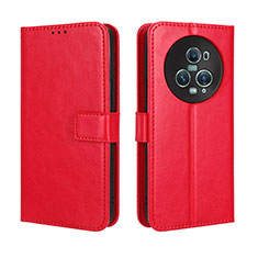 Leather Case Stands Flip Cover Holder BY5 for Huawei Honor Magic5 Pro 5G Red