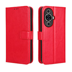Leather Case Stands Flip Cover Holder BY5 for Huawei Nova 11 Pro Red