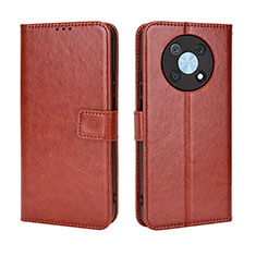 Leather Case Stands Flip Cover Holder BY5 for Huawei Nova Y90 Brown