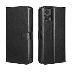 Leather Case Stands Flip Cover Holder BY5 for Motorola Moto E22 Black
