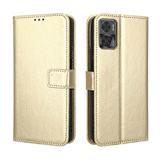 Leather Case Stands Flip Cover Holder BY5 for Motorola Moto E22i Gold