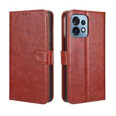Leather Case Stands Flip Cover Holder BY5 for Motorola Moto Edge 40 Pro 5G Brown