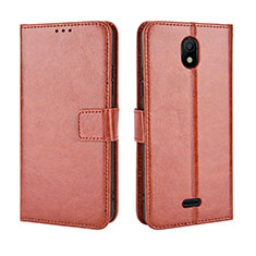 Leather Case Stands Flip Cover Holder BY5 for Nokia C100 Brown