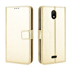 Leather Case Stands Flip Cover Holder BY5 for Nokia C100 Gold