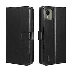 Leather Case Stands Flip Cover Holder BY5 for Nokia C110 Black