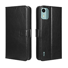 Leather Case Stands Flip Cover Holder BY5 for Nokia C12 Black