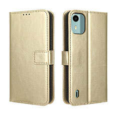 Leather Case Stands Flip Cover Holder BY5 for Nokia C12 Gold