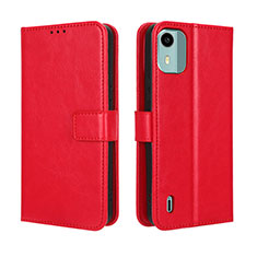 Leather Case Stands Flip Cover Holder BY5 for Nokia C12 Red