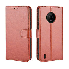 Leather Case Stands Flip Cover Holder BY5 for Nokia C200 Brown