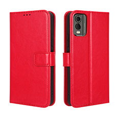 Leather Case Stands Flip Cover Holder BY5 for Nokia C210 Red