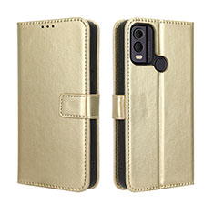 Leather Case Stands Flip Cover Holder BY5 for Nokia C22 Gold