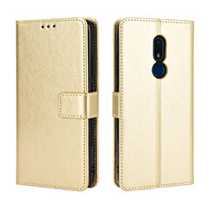 Leather Case Stands Flip Cover Holder BY5 for Nokia C3 Gold