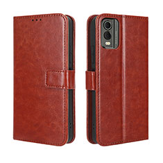 Leather Case Stands Flip Cover Holder BY5 for Nokia C32 Brown
