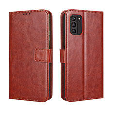 Leather Case Stands Flip Cover Holder BY5 for Nokia G100 Brown