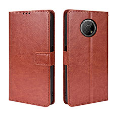 Leather Case Stands Flip Cover Holder BY5 for Nokia G300 5G Brown