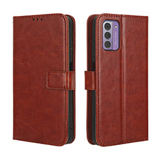 Leather Case Stands Flip Cover Holder BY5 for Nokia G310 5G Brown