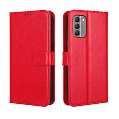 Leather Case Stands Flip Cover Holder BY5 for Nokia G400 5G Red